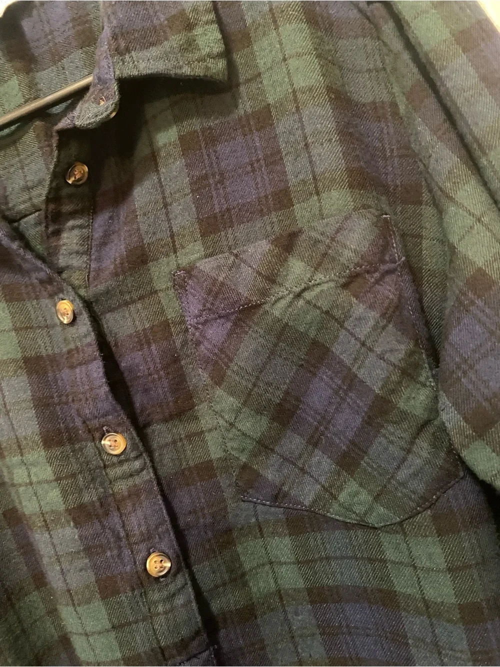 Time and Tru Navy and Green Plaid Ruffle-Hem Dress